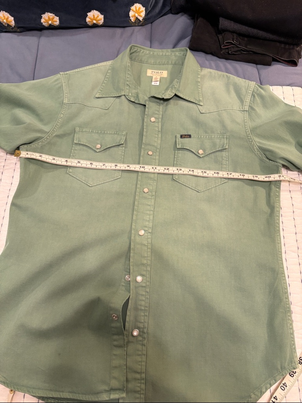 Polo by Ralph Lauren denim supply garment dyed Green Western Shirt - Picture 5 of 8